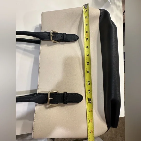 Kate Spade NY button closure work tote (black and cream) - Picture 7 of 8